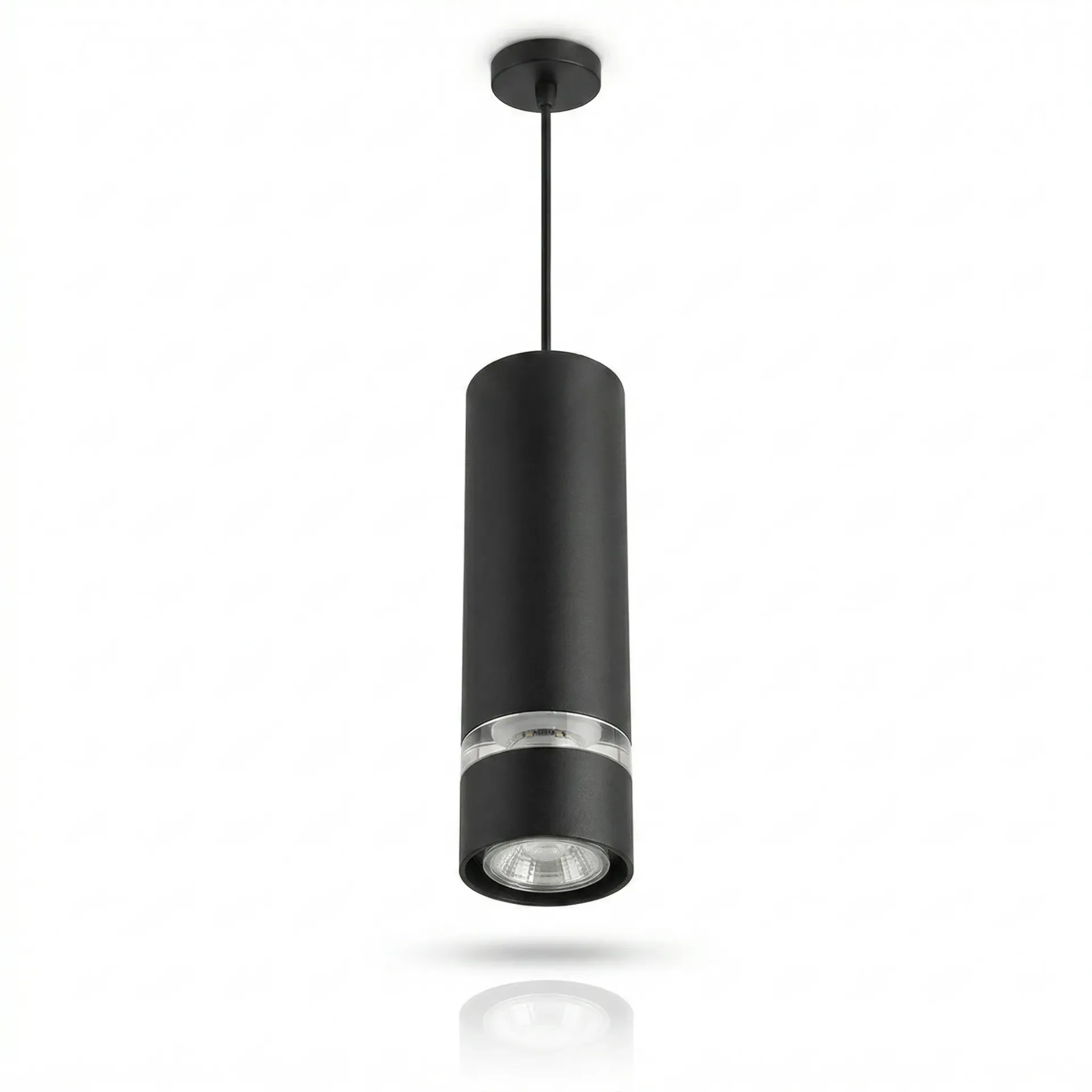 GU10 PLAIN CYLINDERICAL HOUSING AL ACRYLIC BLACK